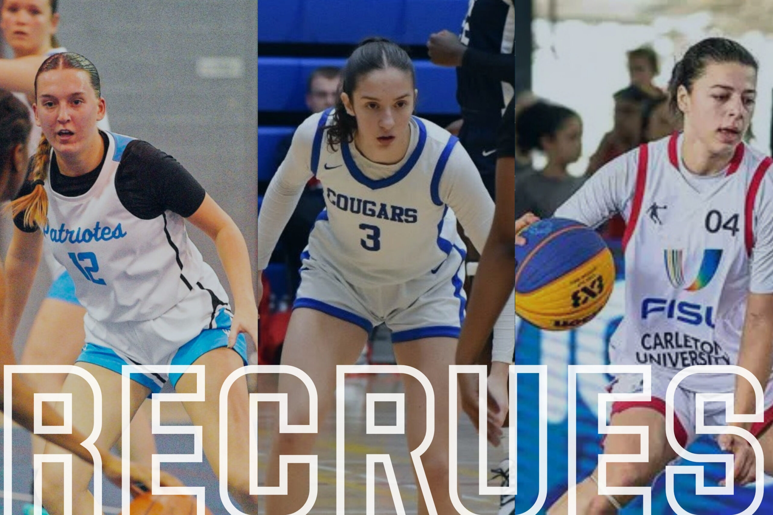 Portrait de Justine Villeneuve-Grant, Alice Marie Edith Bazin et Ingrid lors d’un match avec leur ancienne équipe.